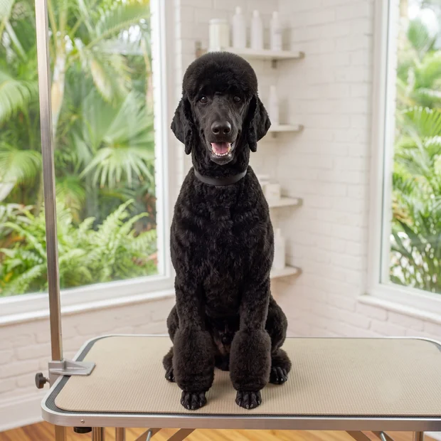 A Poodle groomed at Dog Crafters in Saint Petersburg
